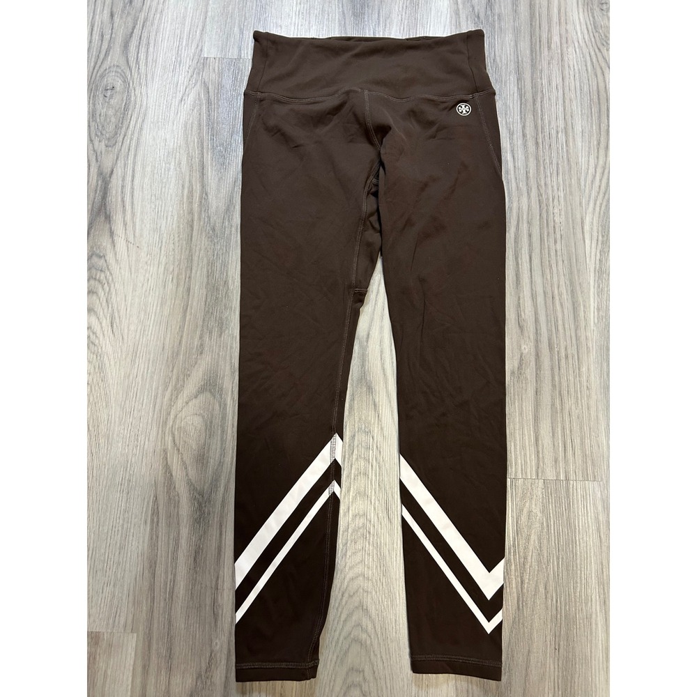 Tory Sport Brown Leggings with White Chevron Stripes